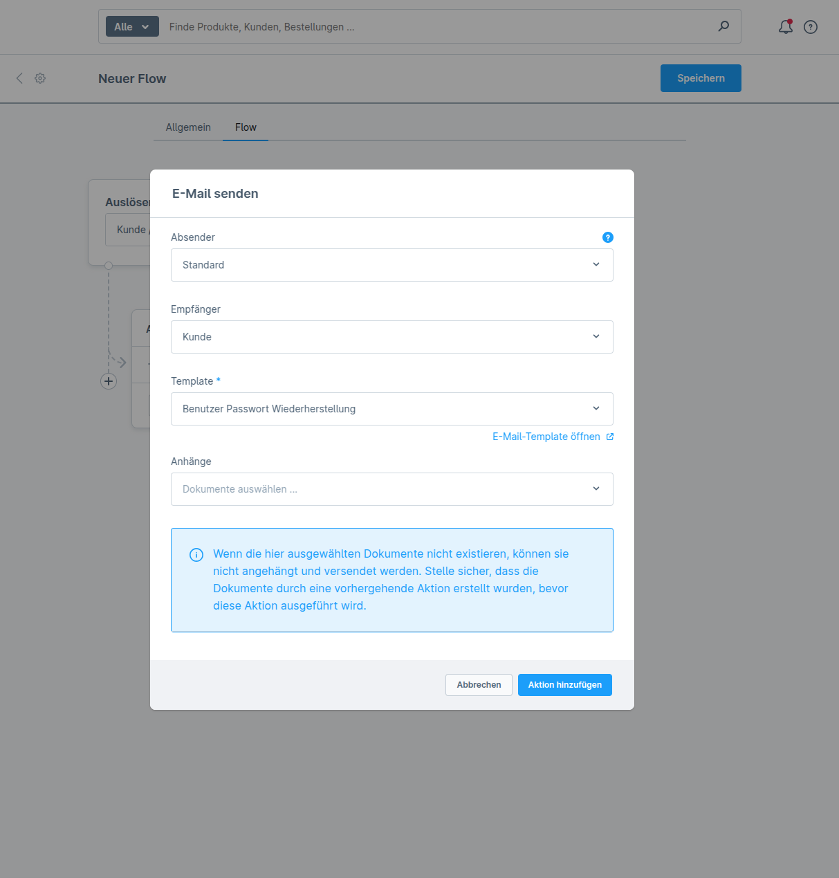 Aktion im Flow Builder